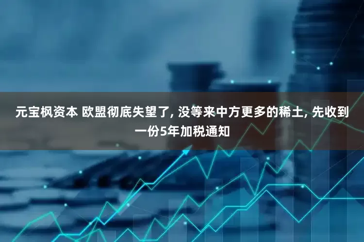 元宝枫资本 欧盟彻底失望了, 没等来中方更多的稀土, 先收到一份5年加税通知