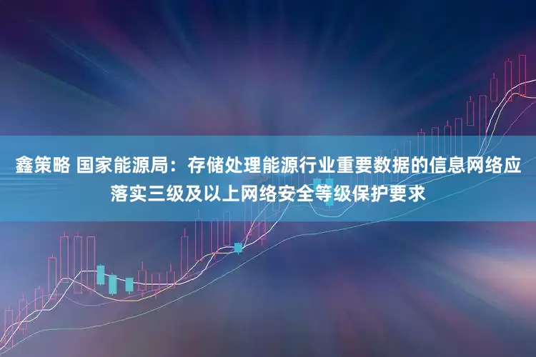 鑫策略 国家能源局：存储处理能源行业重要数据的信息网络应落实三级及以上网络安全等级保护要求